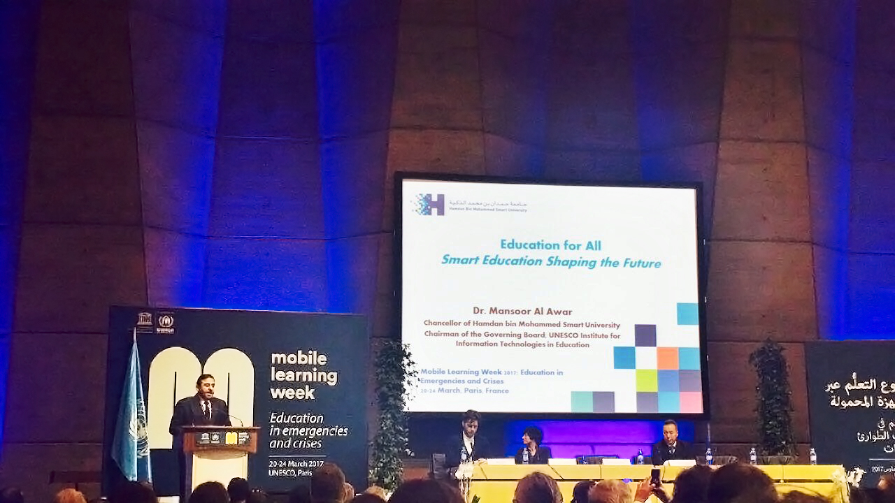 HBMSU presents innovative international project for educating refugees during UNESCO’s Mobile Learning Week 2017