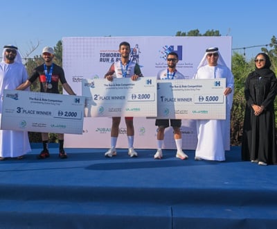 UAE Tour 2025 stage five finale at HBMSU campus