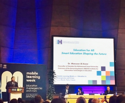 HBMSU presents innovative international project for educating refugees during UNESCO’s Mobile Learning Week 2017